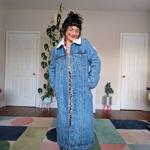 SOLD - Juicy Couture Blue Denim Long Coat with White Collar